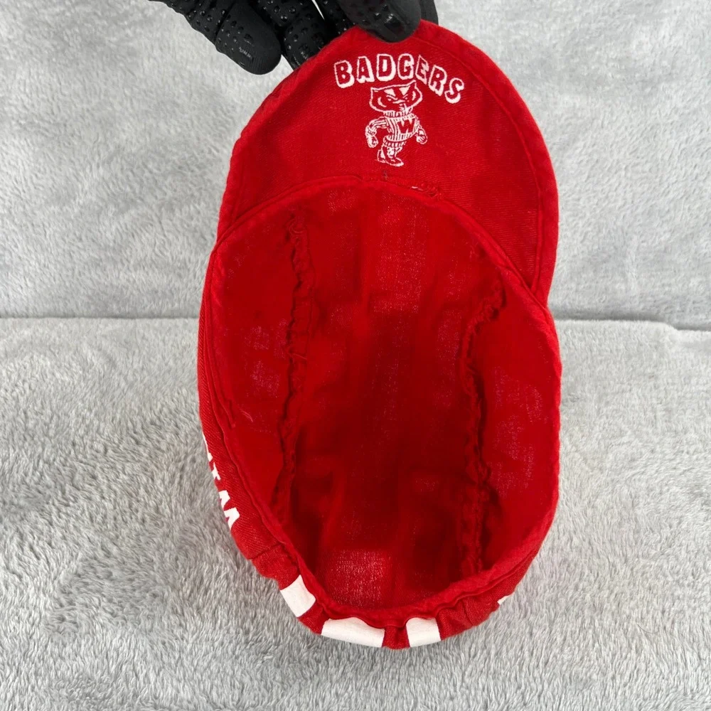 Vtg AOP Wisconsin Badgers Cycling Cap Red Bucky Badger NCAA Bike Hat Retro